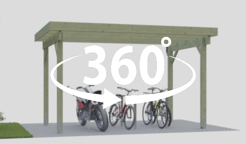 360 Grad Ansicht vom HD Fahrradunterstand