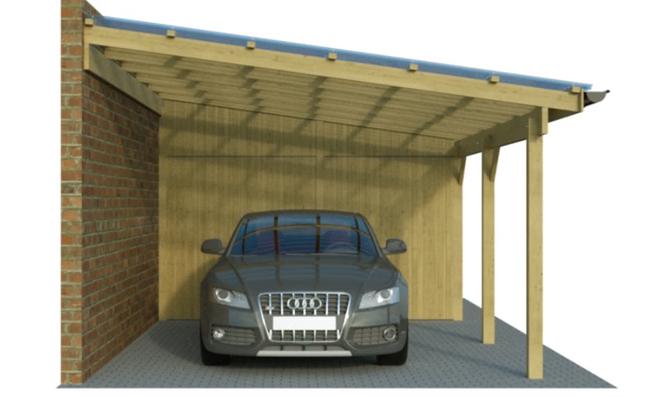 Konfigurator Einzelcarport mit Pultdach und Geräteraum