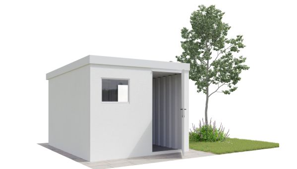 verputztes Gerätehaus aus Stahl von DUROBOX®